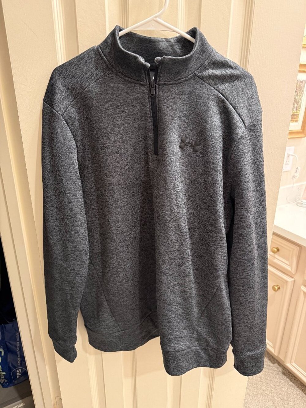 Under Armour Men’s Large Gray Heather 1/4 Zip Pullover Loose Fit Performance
